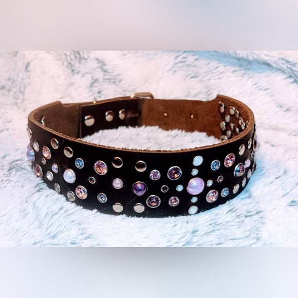 Hand Crafted Other - Crystal leather handmade dog collar